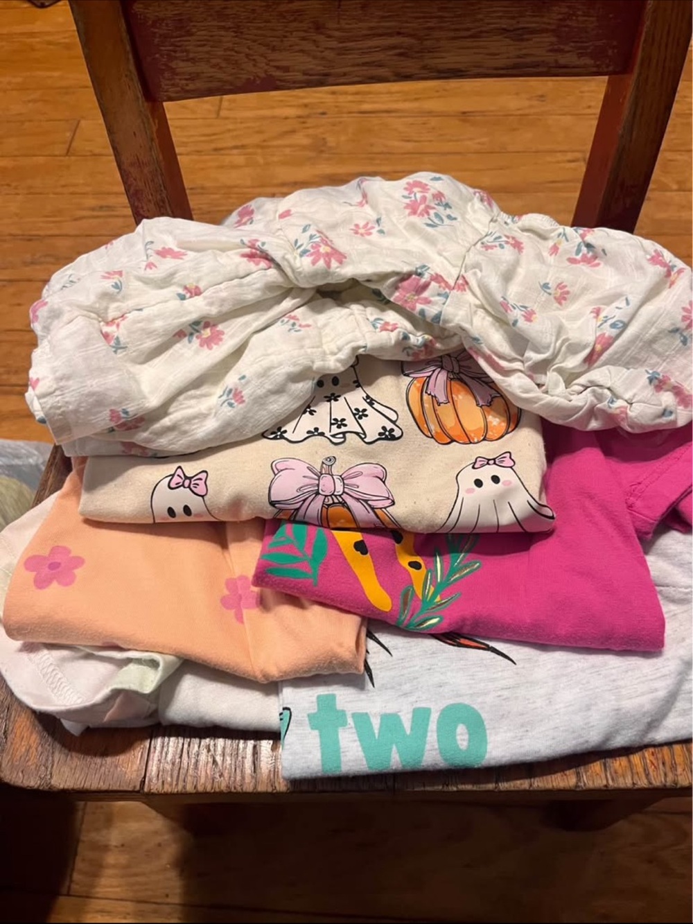 Bundle Colorful assortment of toddler girl's shirts in various styles. Size 5